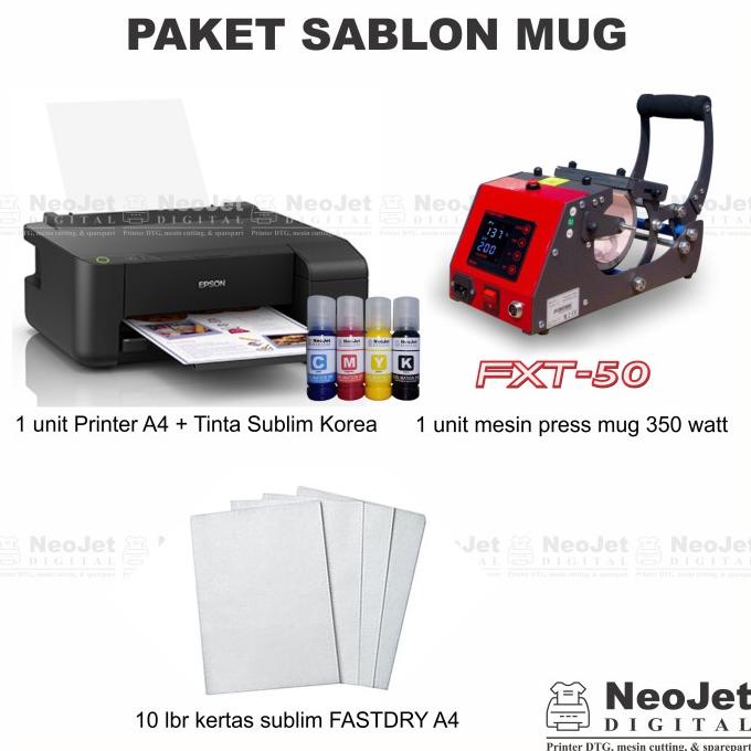 

Paket Sablon Mug Press Fortex Epson A4 + Tinta Sublim Korea + Kertas