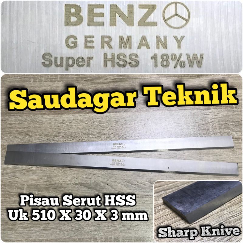 Pisau Serut Kayu Planer Blade Super HSS 510 X 30 X 3 mm Benz Germany