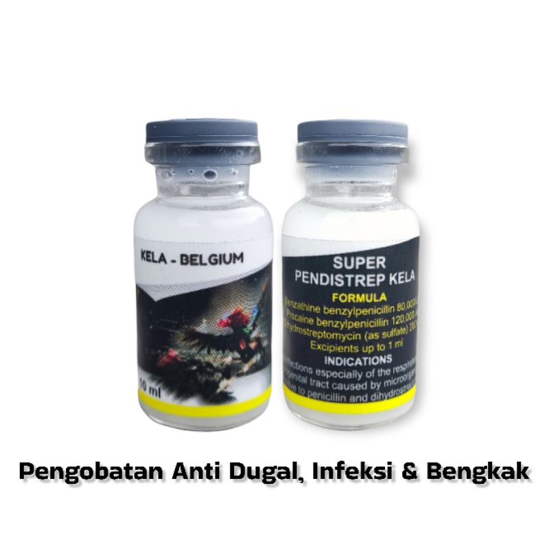 PENDISTREP KELA + spuit 1 ml - Obat ayam Anti Dugal Bengkak Infeksi Luka Ayam | 10 ml