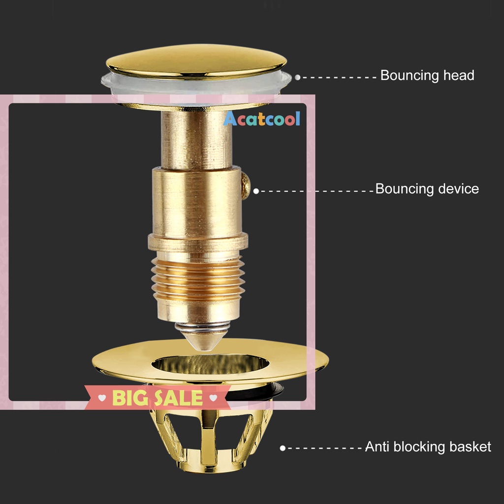 Stainless Steel Bathroom Sink Plug Bathtub Wash Basin Bounce Drain Filter