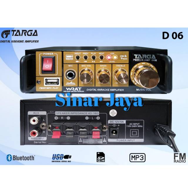 Mini Amplifier TARGA TR DA-06 bluetooth USB SD card FM radio