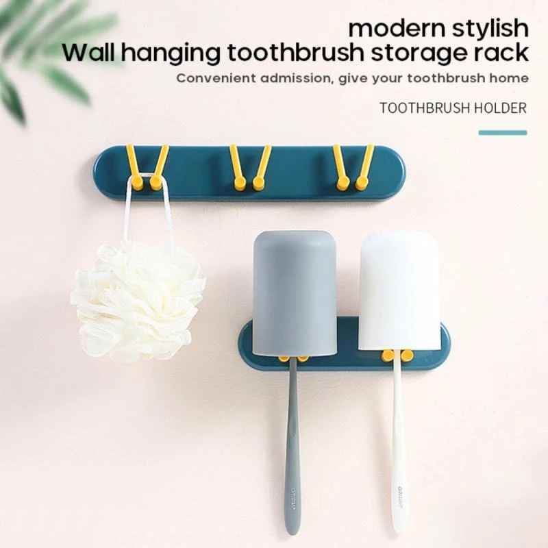 Rak Holder Sikat Gigi / Sendok / Handuk Gaya Nordic Kreatif Dengan Perekat Untuk Dapur / Kamar Mandi