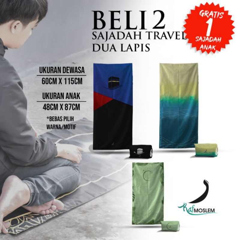 Sajadah Travel Traveling Pouch Premium Dewasa Anti Slip Bahan Tipis Halus Sejadah Lipat Saku Murah