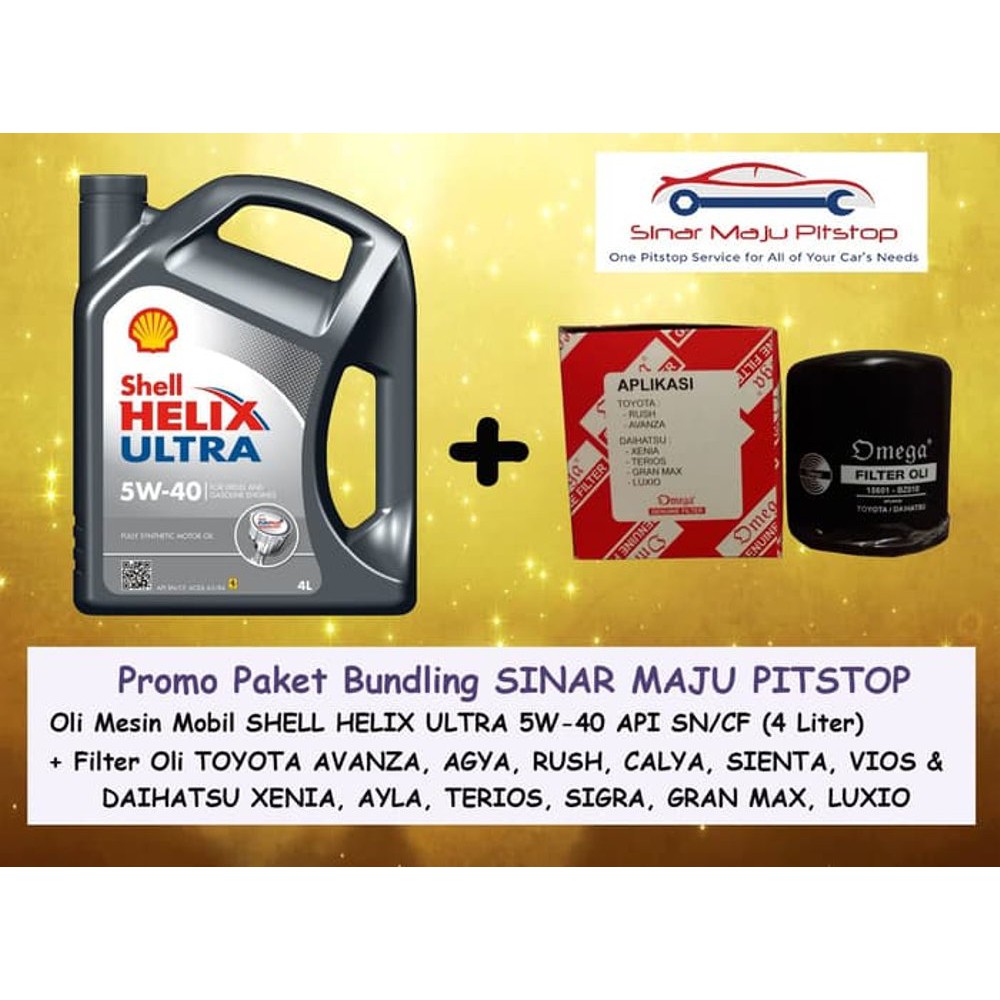 DISKON PAKET OLI MOBIL SHELL HELIX ULTRA 5W-40 4 LITER & FILTER OLI TOYOTA AVANZA