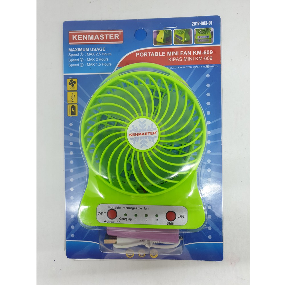 KENMASTER KIPAS ANGIN LISTRIK ELEKTRIK PORTABLE MINI USB FAN - HIJAU