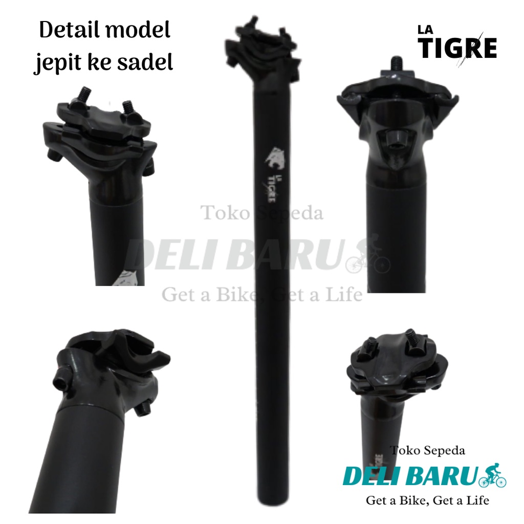 LA TIGRE Seatpost 31.6 mm tiang sadel alloy panjang 40 cm sepeda lipat, MTB