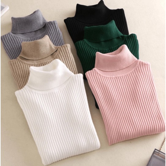 Atasan Wanita Baju Rajut halus spandek DAISY Turtleneck