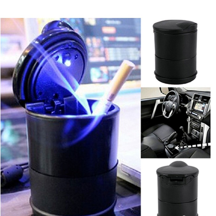 ASBAK MOBIL  LED HITAM NYALA AKSESORIS INTERIOR MOBIL UNIK  