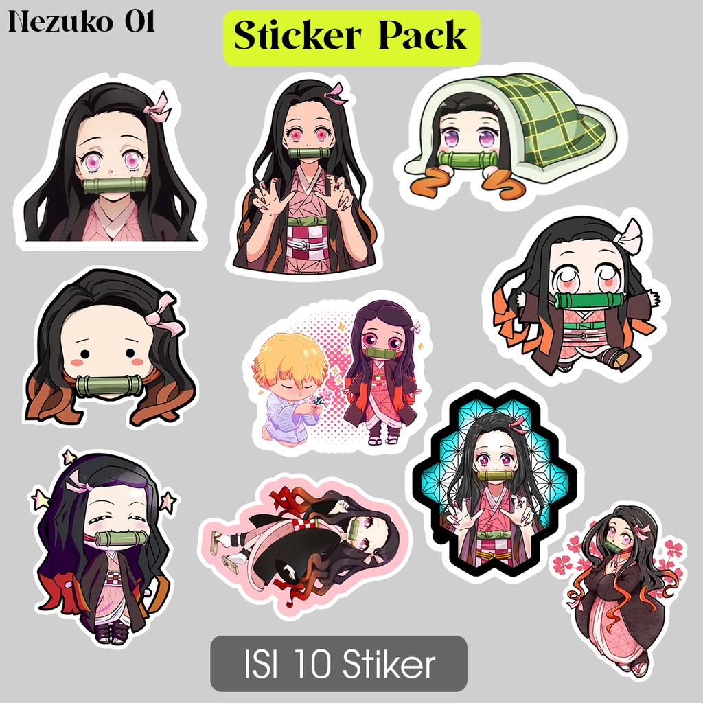 

Stiker Pack Nezuko Kamado Isi 10 pcs Sticker Vinyl Demon Slayer Kimetsu No Yaiba Aesthetic Anti Air