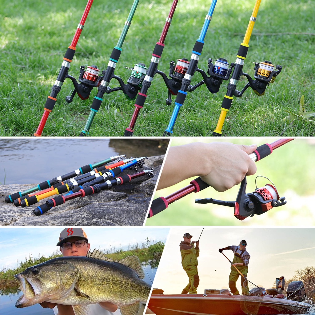 Spinning Rod Dengan ABS Reel Seat Dan 3 BB Tinggi Gear Ratio 5.5: 1 Spinning Reel Set Untuk Tangan Kiri/Kanan Untuk Freashwater