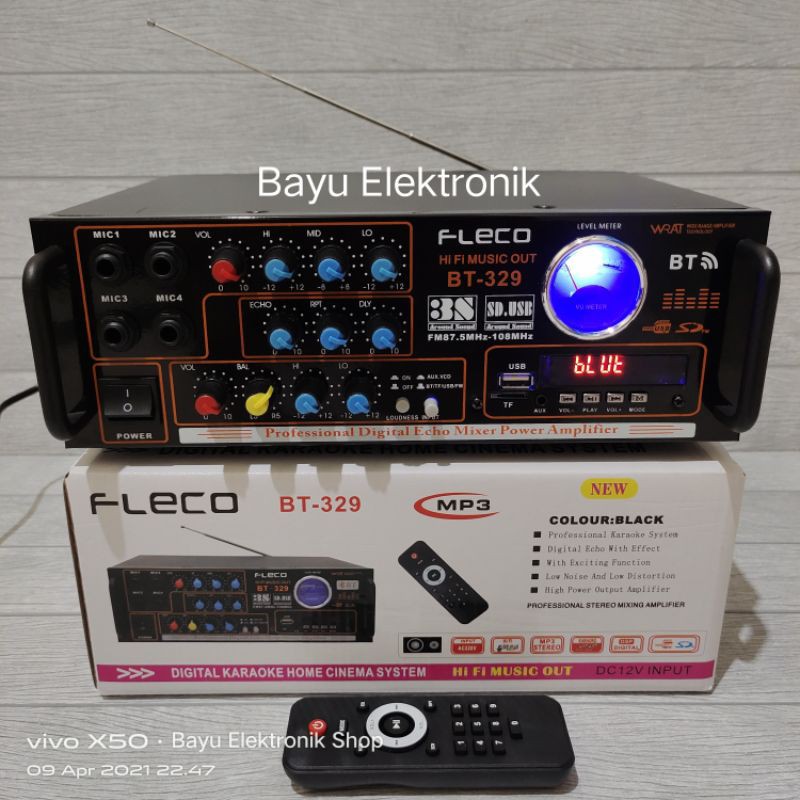 Power Amplifier Fleco BT-329 Original Amplifier Bluetooth Subwoofer Stereo Karaoke MP3 Player Radio