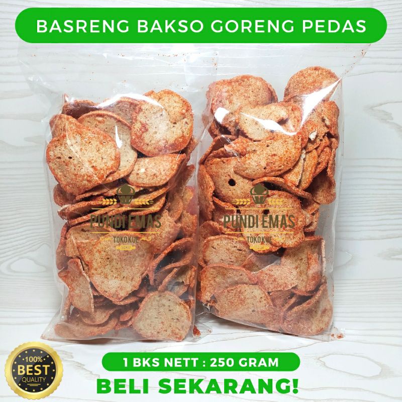 Basreng Pedas 250Gr / Bakso Goreng / Basreng Stik Daun Jeruk / Cemilan Pedas Kiloan / Bastik