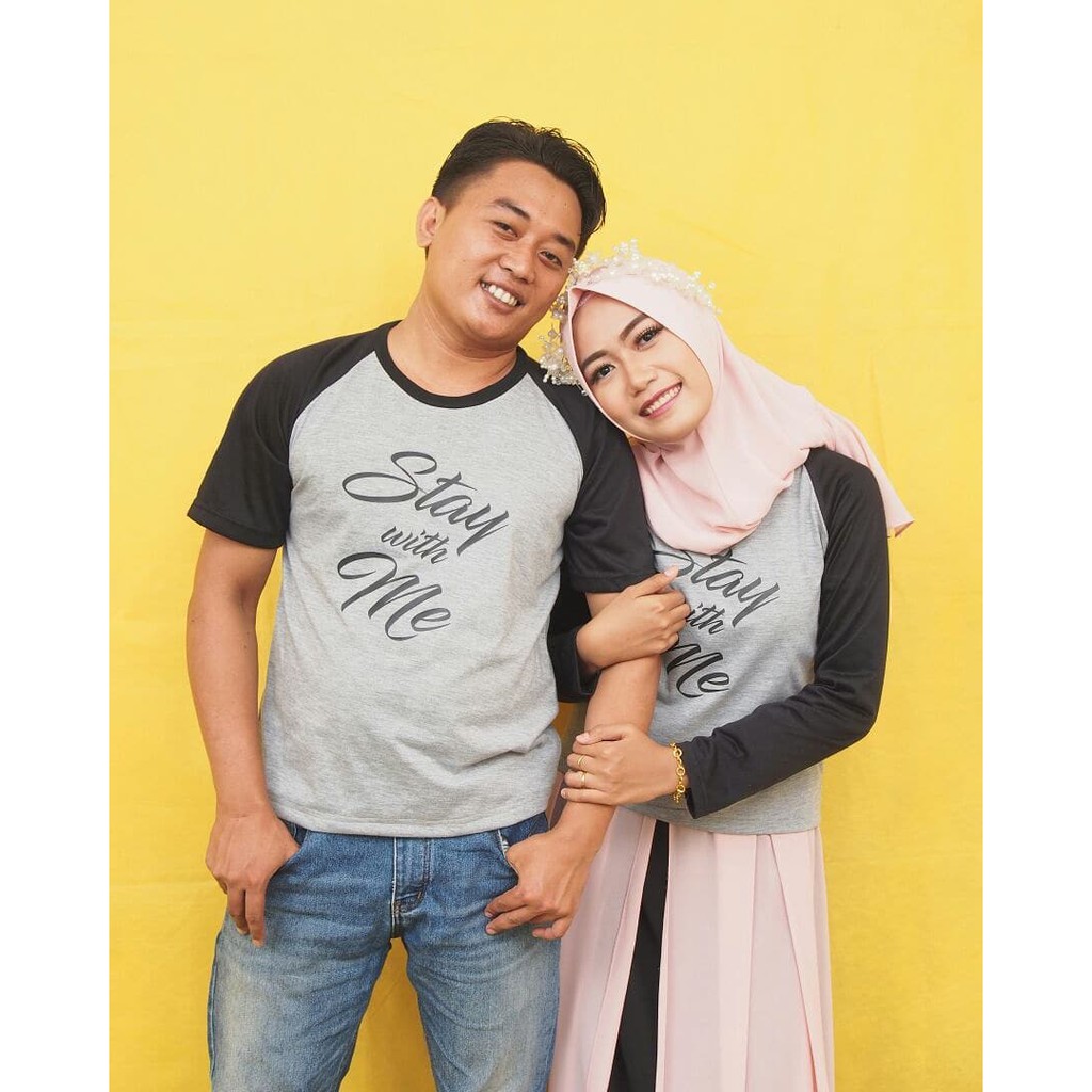 Baju Couple Pasangan Bisa Cetak Nama Kaos Couple Kaos Raglan Couple Romantis Kado Pernikahan