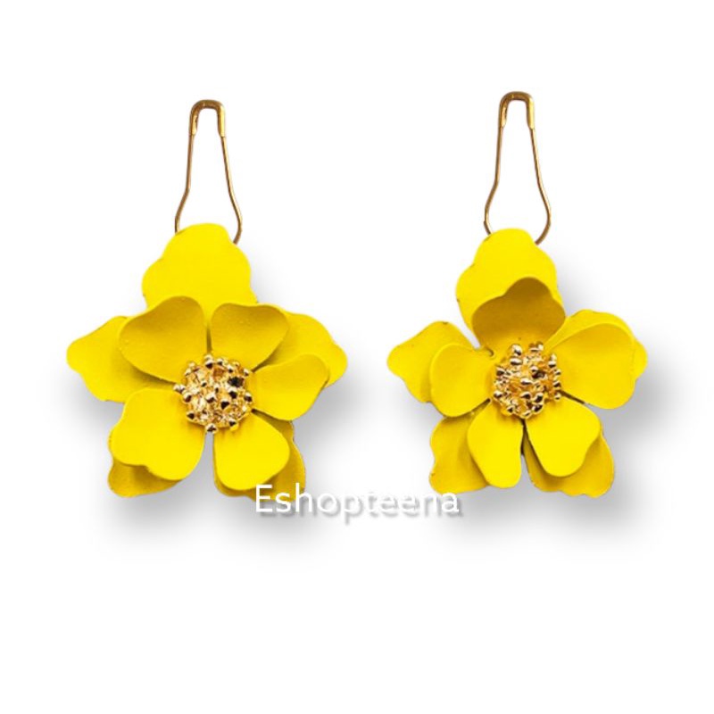A40 anting hijab bunga kelopak ganda gold_anting jilbab
