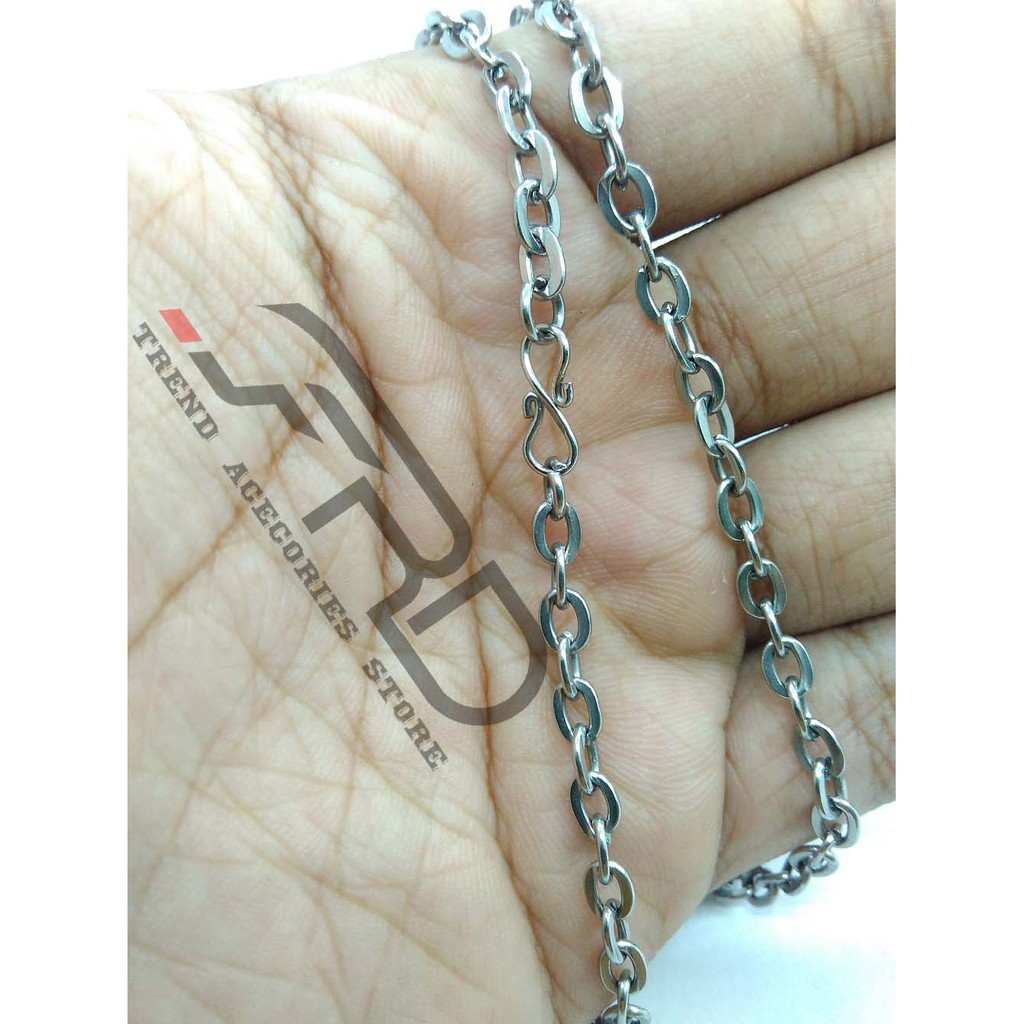 Kalung Pria Rantai Monel Stainless Steel Baja Putih Anti Karat Choker