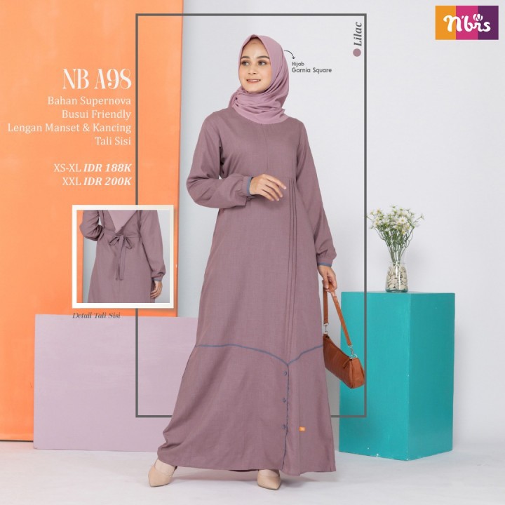 Nibras NB A98 Material Supernova Gamis Trendy nyaman di pakai Gamis Polos Simple terbaru