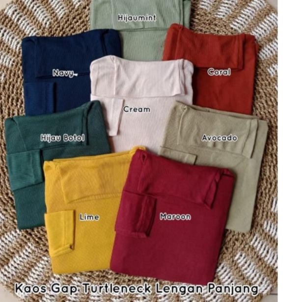 Baju Couple Turtleneck Lengan Panjang Premium / Kaos Polos Unisex Lengan Panjang / Kaos Rib Premium