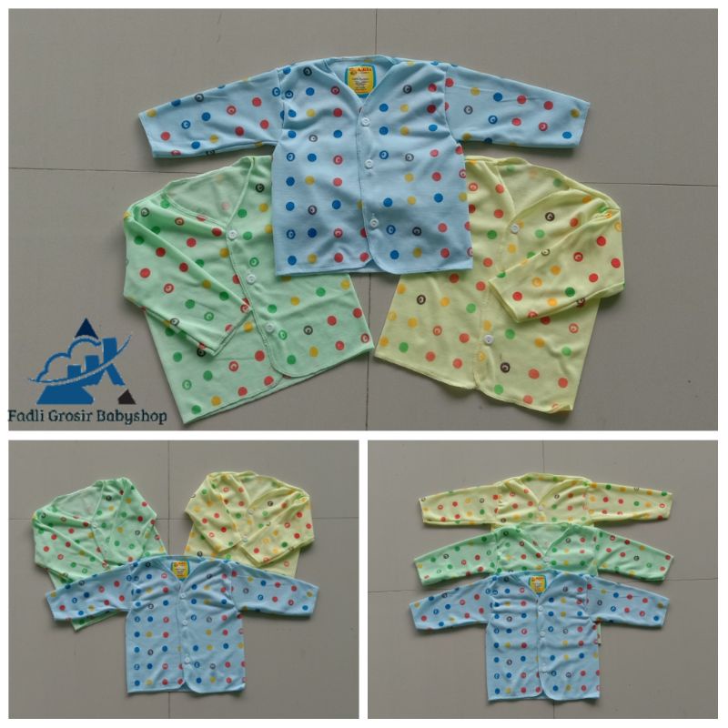 3 PCS Baju Bayi Newborn Lengan Panjang Polkadot