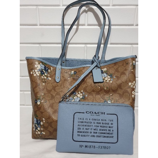 Tas Coach Signature Floral Blue Original Preloved