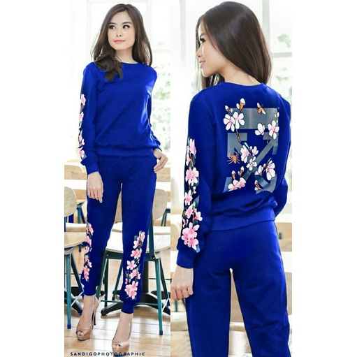 setelan celana wanita SET MEIMEI FLOWIS motif Bunga bunga