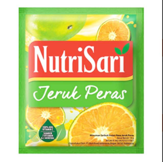 Nutrisari rasa jeruk manis, jeruk nipis, jeruk peras, mangga, jambu, es rujak dll