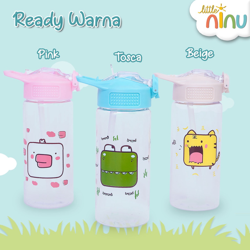 LITTLE NINU Botol Minum Anak Sedotan Straw Water Bottle Karakter 700 ml