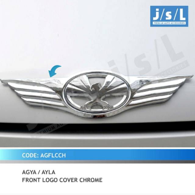 Cover logo depan agya ayla wings krom