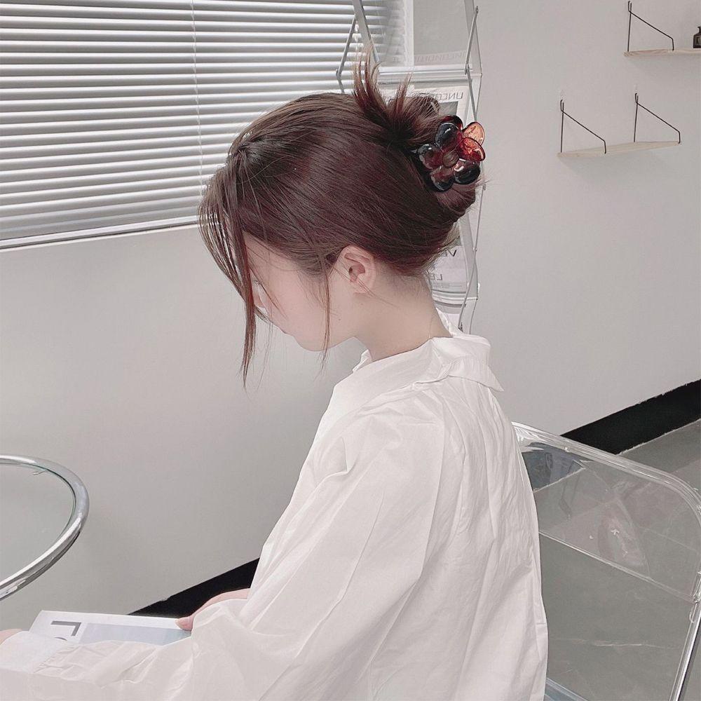 AUGUSTINA Aksesoris Rambut Hair Claw Transparan Sweet Wash Face Hollow Akrilik Untuk Wanita Ponytail Holder