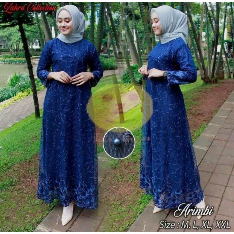 XXL-L-XL GAMIS ARIMBI/GAMIS TULLE MUTIARA BORDIR - GAMIS LAUDYA BRUKAT PREMIUM - DRESS KEBAYA MODERN