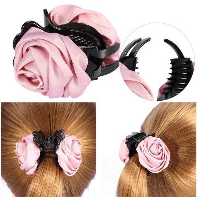 Jepit Rambut Jedai BUNGA MAWAR bahan Satin Import Bangkok - 5cm