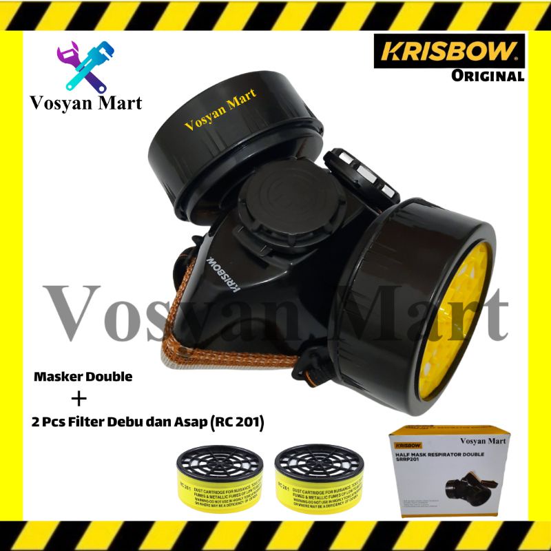 Krisbow Masker Respirator Double + Filter RC 201 || Masker Double Krisbow + Filter RC 201