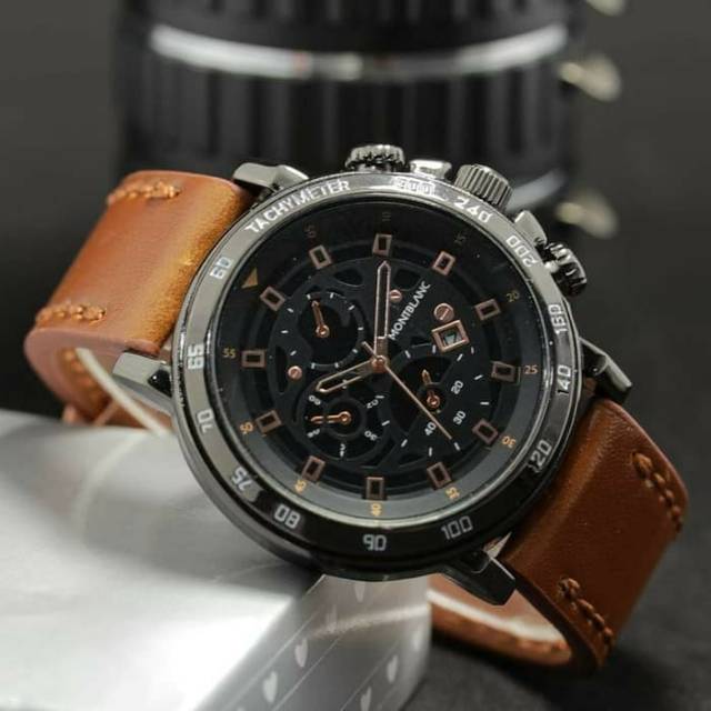 Jam Tangan Pria Sporty Montblanc Tali Kulit