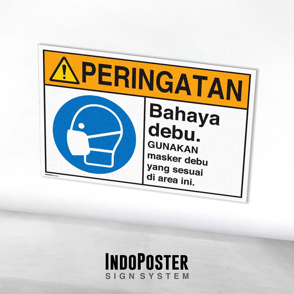 Jual Stiker Safety Sign Rambu K3 Ansi Peringatan Bahaya Debu Gunakan Masker Indonesiashopee