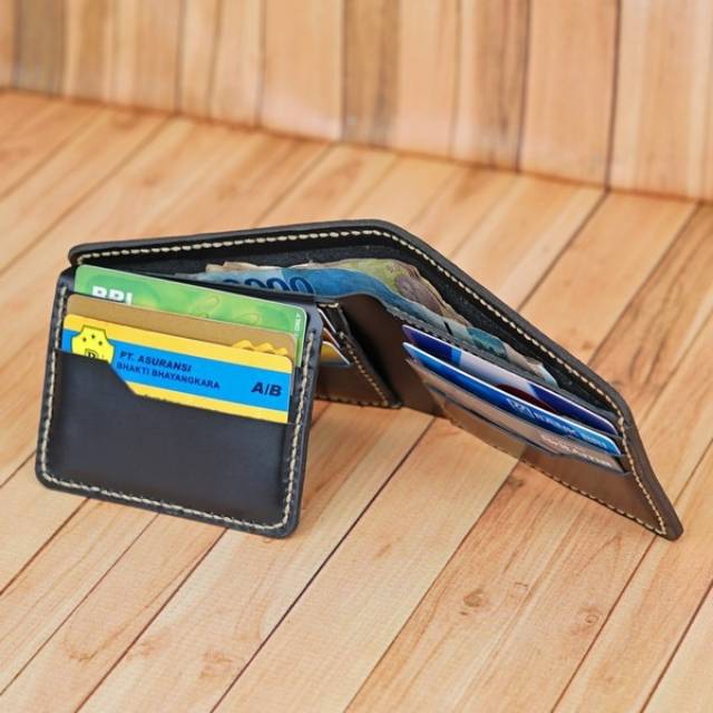 Jayuwan DAB Dompet Pria Kulit Sapi Asli Pullup Handmade Hitam Polos