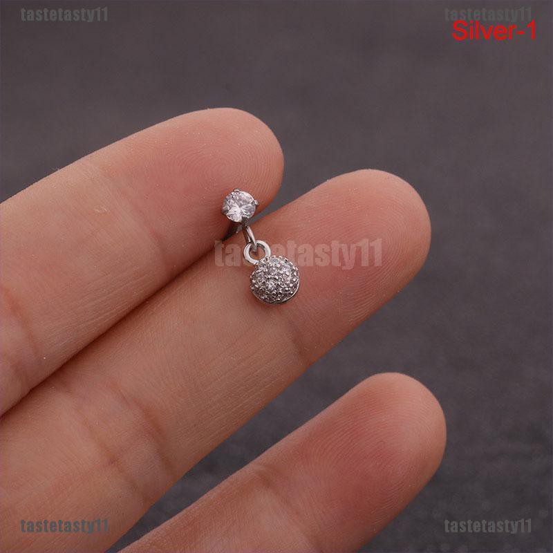 Anting Tindik Bentuk Bunga Aksen Kristal Dan Berlian Imitasi