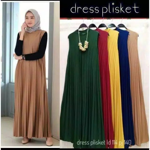 SLEEVELESS LONGDRESS / DRESS PLISKET WANITA / GAMIS PLISKET