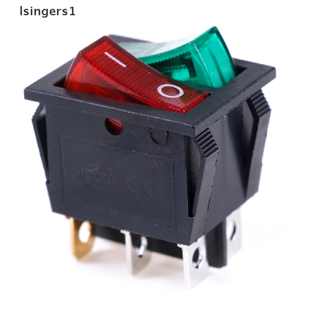 (lsingers1) Saklar rocker on / off 6 pin 250V / 15A 125V / 20A Dengan Lampu Merah / Hijau