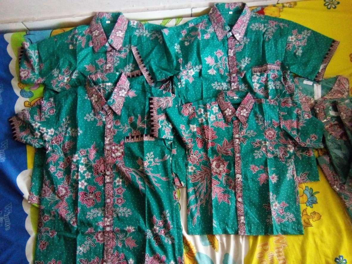 Qnunbatik Sarimbit/couple Batik Dress/terusan Kd Melati Dasar Warna Toska