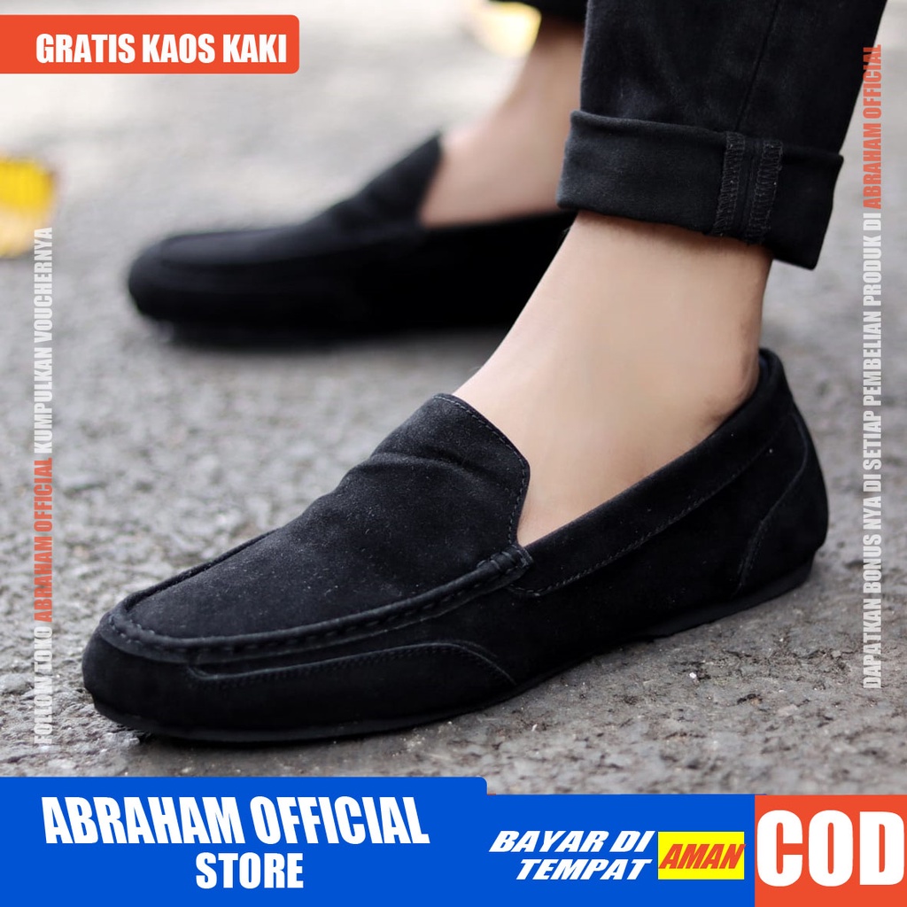 ABRHM x MODNEX Sepatu Casual Slip On Kulit Sintetis Kasual Formal Pria Santai Kerja Kuliah Anti Slip Original