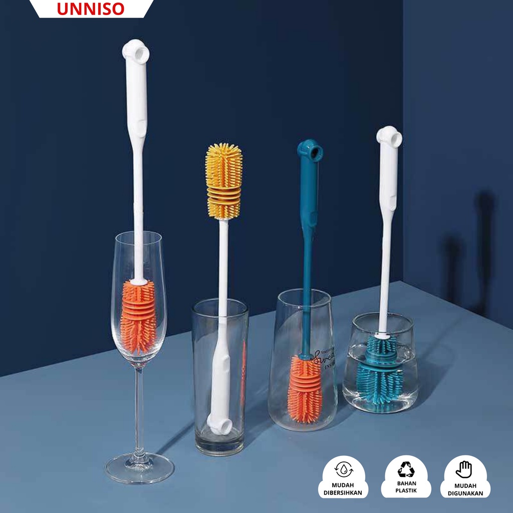 UNNISO - Sikat Botol Gelas Susu Silicone Long Handle SBS2