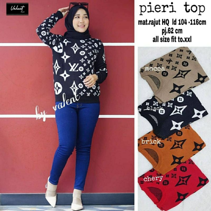 Pieri Top, TOP / ATASAN RAJUT WANITA SUPER CANTIK BAHAN RAJUT PREMIUM LD 104-124 MELAR TERMURAH OOTD KEKINIAN TERLARIS