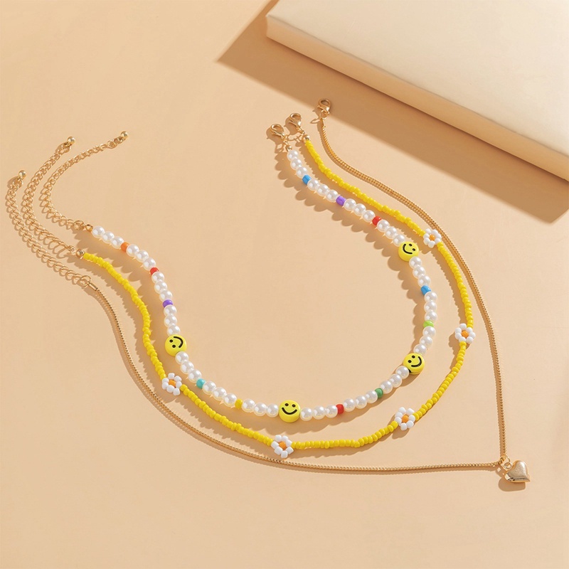 Kalung Choker Rantai Manik-Manik Mutiara Multilayer Bahan Akrilik Warna Pelangi Gaya Bohemia Untuk Wanita