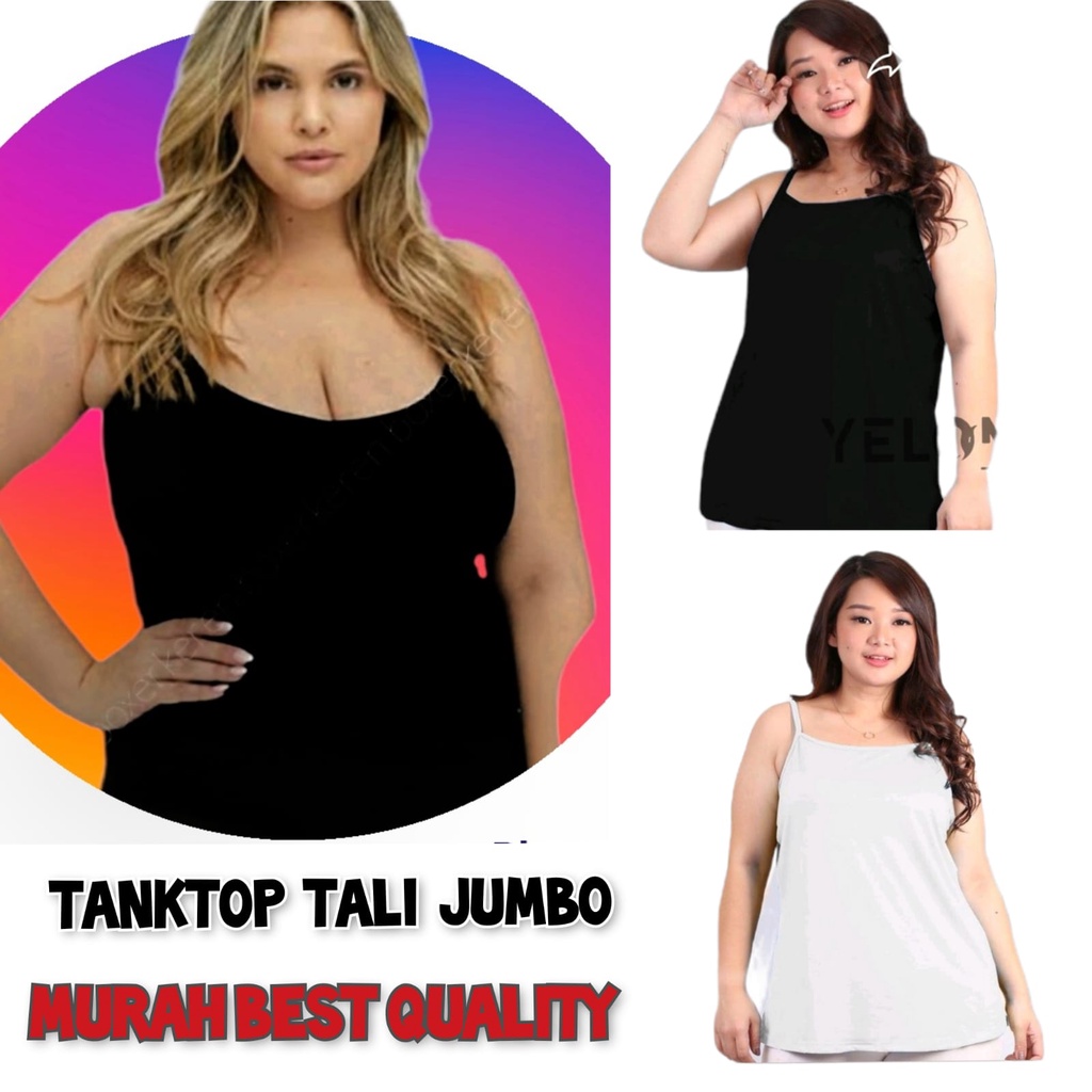 Jumbo Tanktop Wanita Tali Kecil Fit XXL Bahan Adem / Tang Top Cewek Tali Kecil Singlet Big Size Tanktop Kaos Dalaman Baju Muat Jumbo Besar