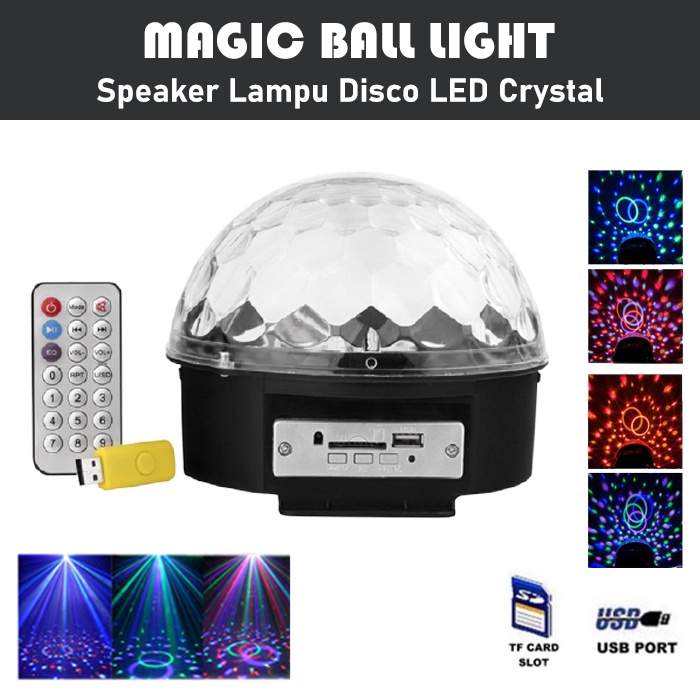 Speaker Lampu Disco - Led Crystal Magic Ball Light - Speaker Lampu Dekorasi Ruangan