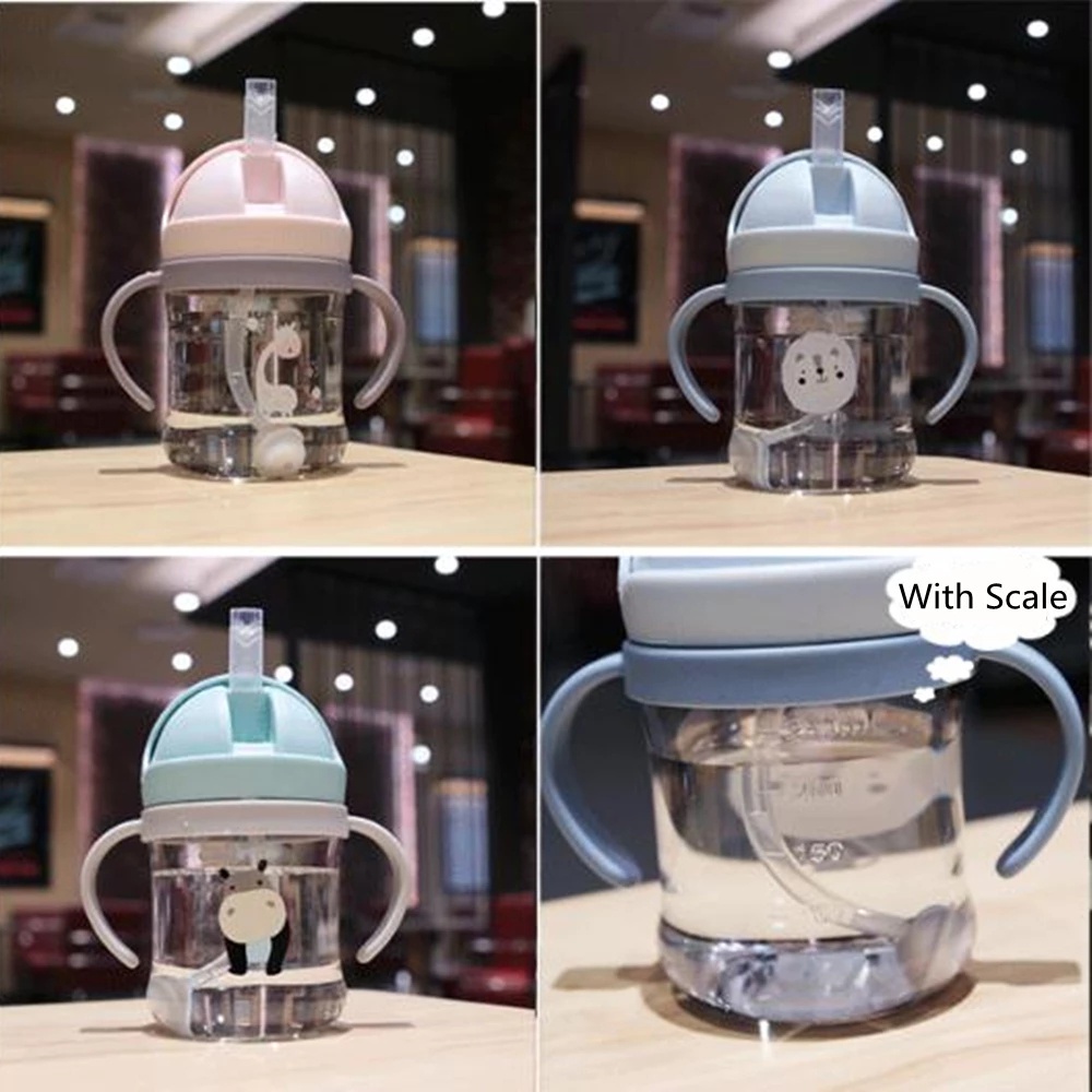 Botol Minum Bayi 250ml Bahan Pc Ringan Tahan Jatuh Dengan Sedotan
