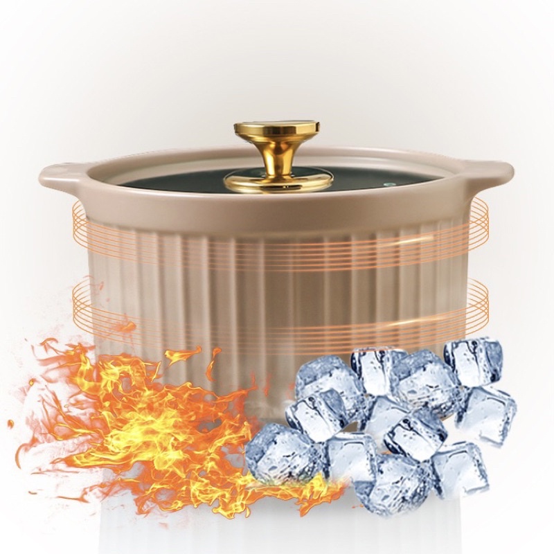 Casserole Keramik Tutup Kaca 3.2L Panci Rebus Tahan Panas Elegan – Hoomey