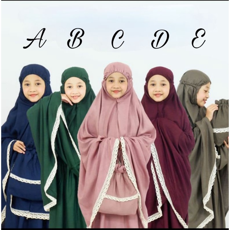 BeliYuk.Bazaar Mukena Bali Anak Polos Renda Mukenah Jumbo Rayon 5 Warna