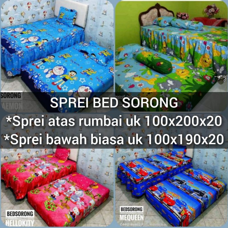 Ukuran 100x200 Sprei sorong 2 in 1 rumbai + biasa