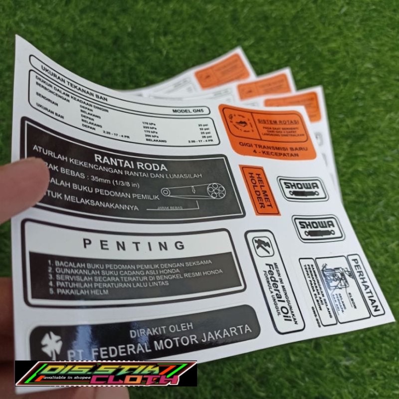 Stiker Warning Penting Perhatian Set HONDA Astrea Grand Supra