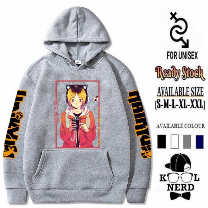 HOODIE ANIME HAIKYUU KENMA KOZUME KARASUNO HIGH SCHOOL VOLLEY BALL CLUB BAHAN FLEECE UNISEX